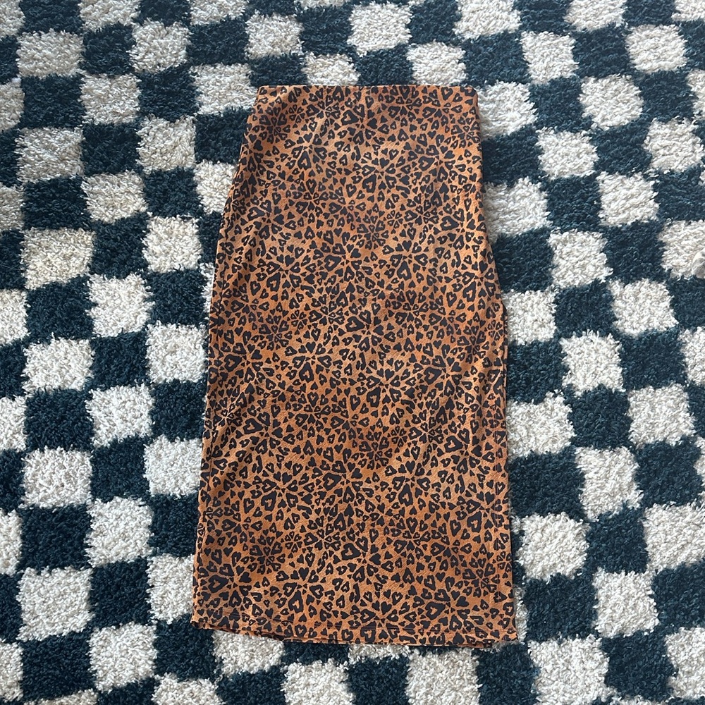 Urban Outfitters Satin Leopard Midi Skirt.